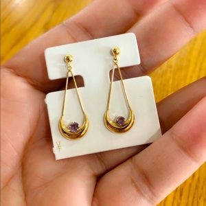18k Solid Gold (not plated or filled) earrings with amethyst